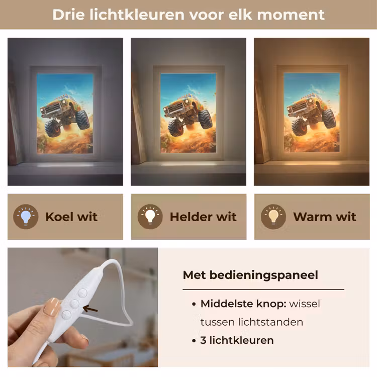 Monstertruck - Kind - Jongen - Auto Light Box met kabel klein -USP_lichtkleurNL