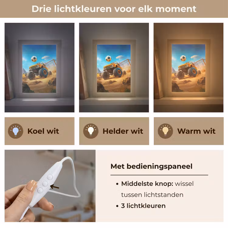 Monstertruck - Voetbal - Woestijn Light Box met kabel klein -USP_lichtkleurNL