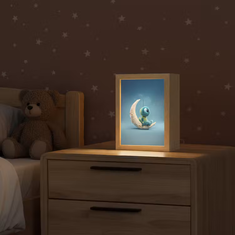 Maan - Ruimtewezen - Blauw Light Box met kabel klein -sfeer1_kind