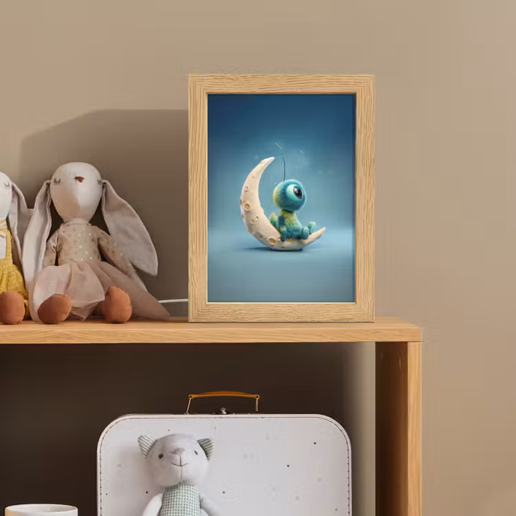 Maan - Ruimtewezen - Blauw Light Box met kabel klein -sfeer2_kind