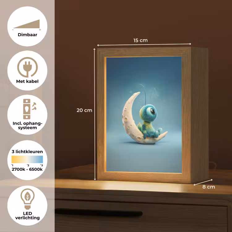 Maan - Ruimtewezen - Blauw Light Box met kabel klein -USP_NL
