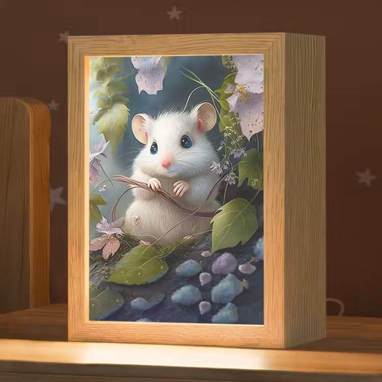 Muis - Bos - Bloemen - Illustratie - Bosdieren Light Box met kabel klein -zzz_3d_website