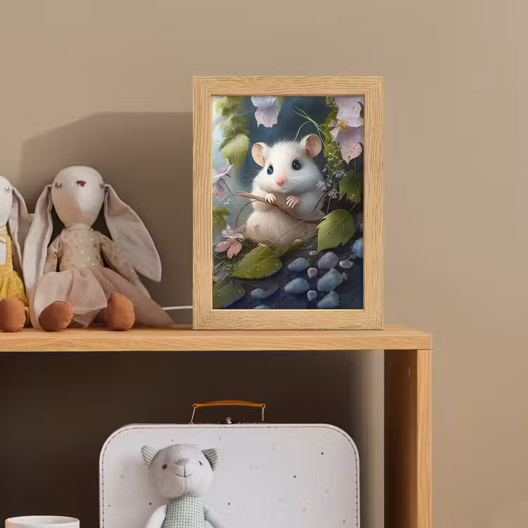 Muis - Bos - Bloemen - Illustratie - Bosdieren Light Box met kabel klein -sfeer2_kind