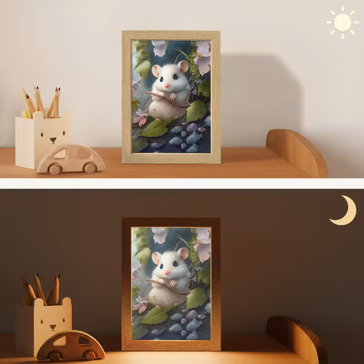 Muis - Bos - Bloemen - Illustratie - Bosdieren Light Box met kabel klein -sfeer3_kind