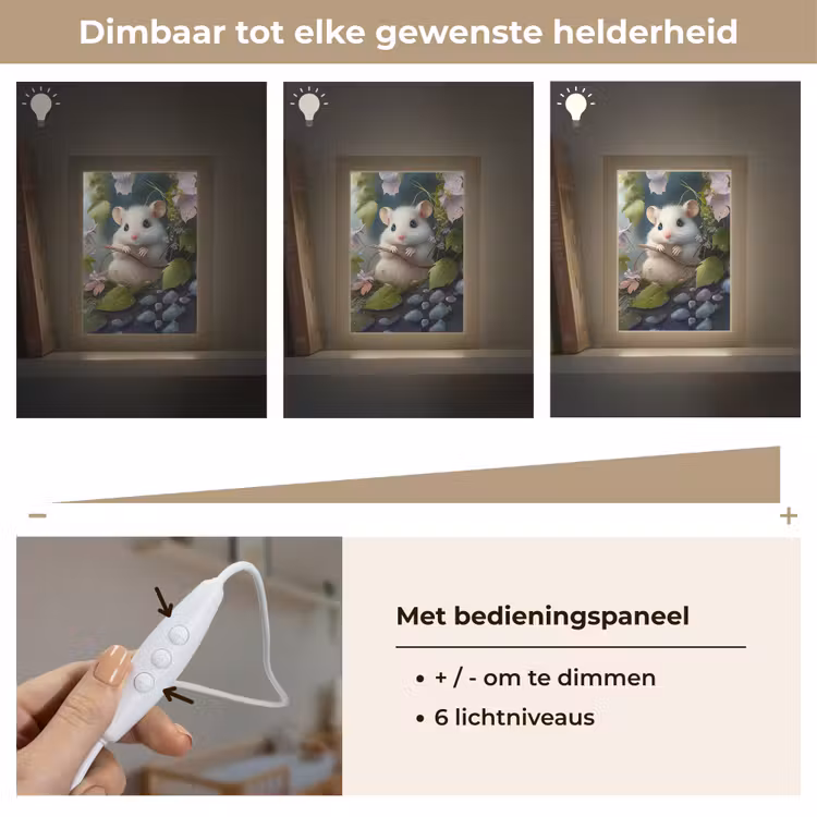 Muis - Bos - Bloemen - Illustratie - Bosdieren Light Box met kabel klein -USP_dimbaarNL