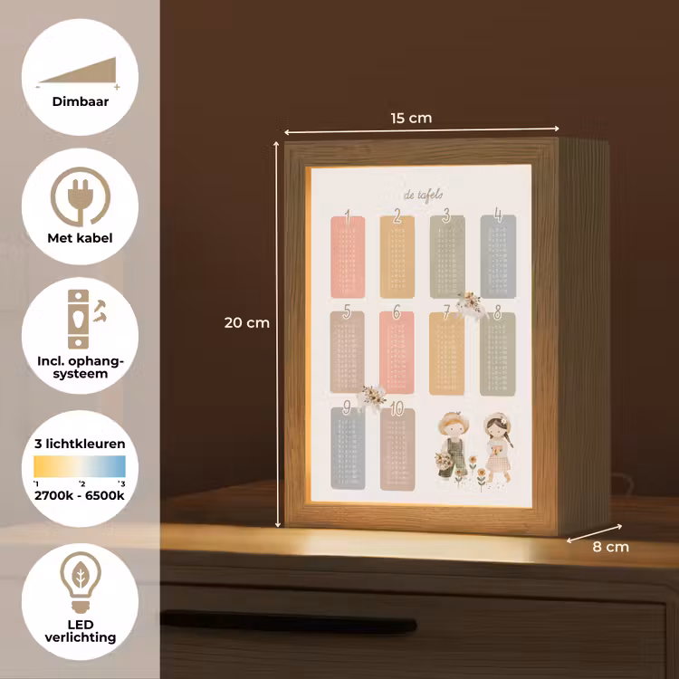 Tafels van vermenigvuldiging - Educatief - Leren rekenen voor kinderen - Cijfers oefenen - Boerderij Light Box met kabel klein -USP_NL