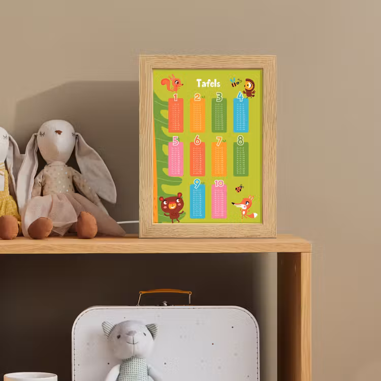 Tafels van vermenigvuldiging - Leren rekenen voor kinderen - Cijfers oefenen - Bosdieren - Groen Light Box met kabel klein -sfeer2_kind