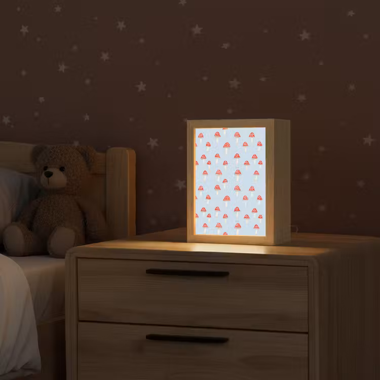 Paddenstoel -Sprookje - Blauw Light Box met kabel (Kinderlampje) klein 904 -sfeer1_kind