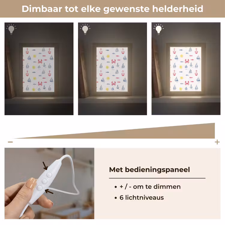 Nautisch - Illustraties - Kleurrijk Light Box met kabel (Kinderlampje) klein 904 -USP_dimbaarNL