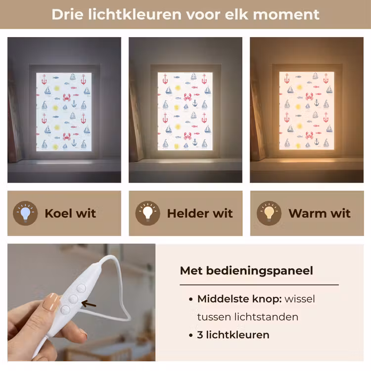 Nautisch - Illustraties - Kleurrijk Light Box met kabel (Kinderlampje) klein 904 -USP_lichtkleurNL