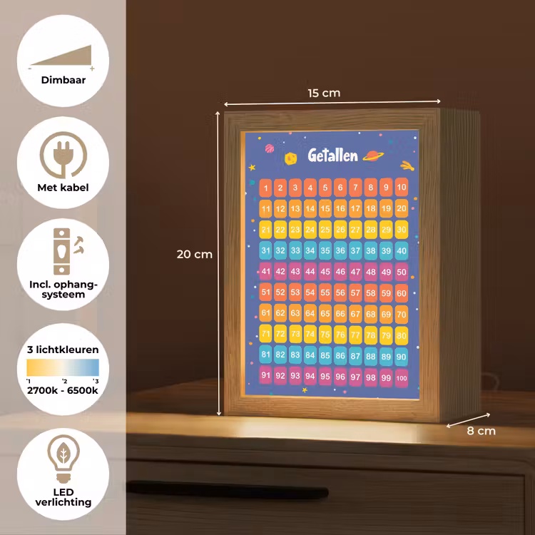 Getallen - Leren tellen voor kinderen - Getallenlijn - Cijfers - Ruimte Light Box met kabel klein -USP_NL