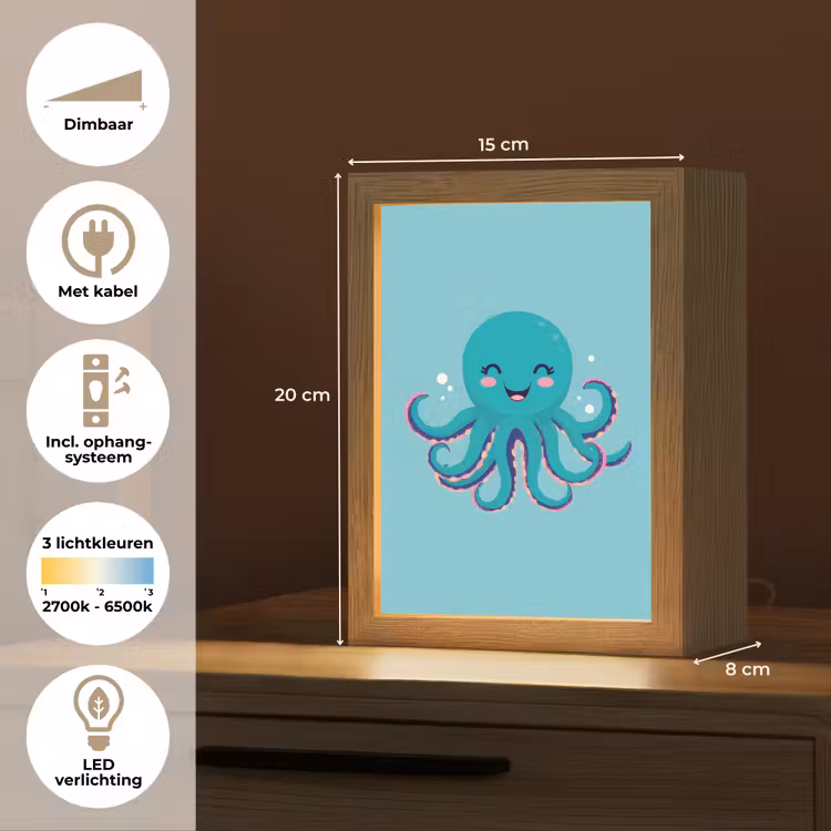 Octopus - Blauw - Gezicht Light Box met kabel klein -USP_NL