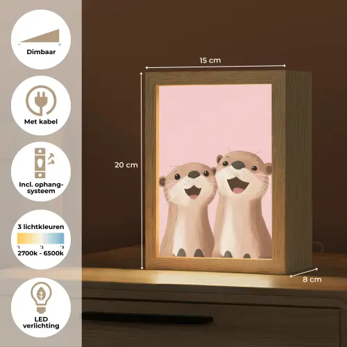 Otters - Glimlach - Bruin Light Box met kabel klein -USP_NL