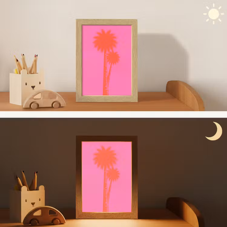 Palmbomen - Modern - Roze Light Box met kabel (Kinderlampje) klein -sfeer3_kind