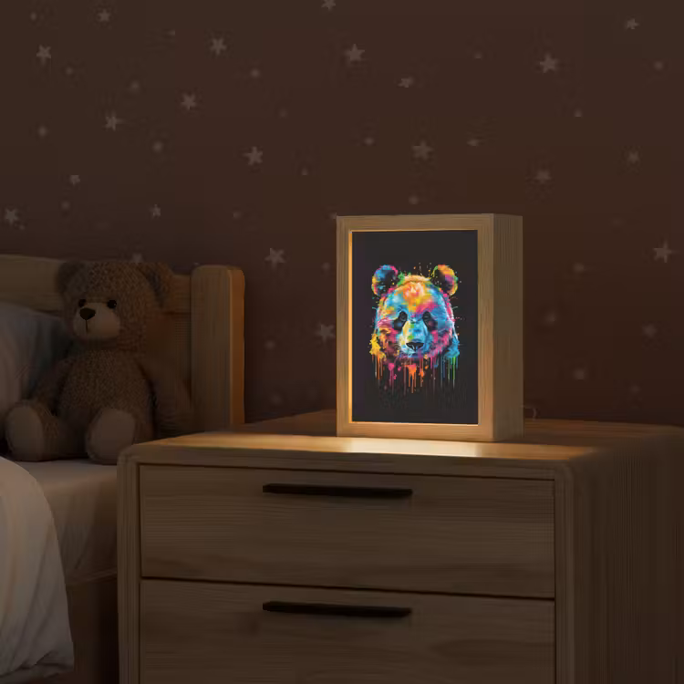 Panda - Dieren - Kleur - Verf - Zwart Light Box met kabel klein -sfeer1_kind