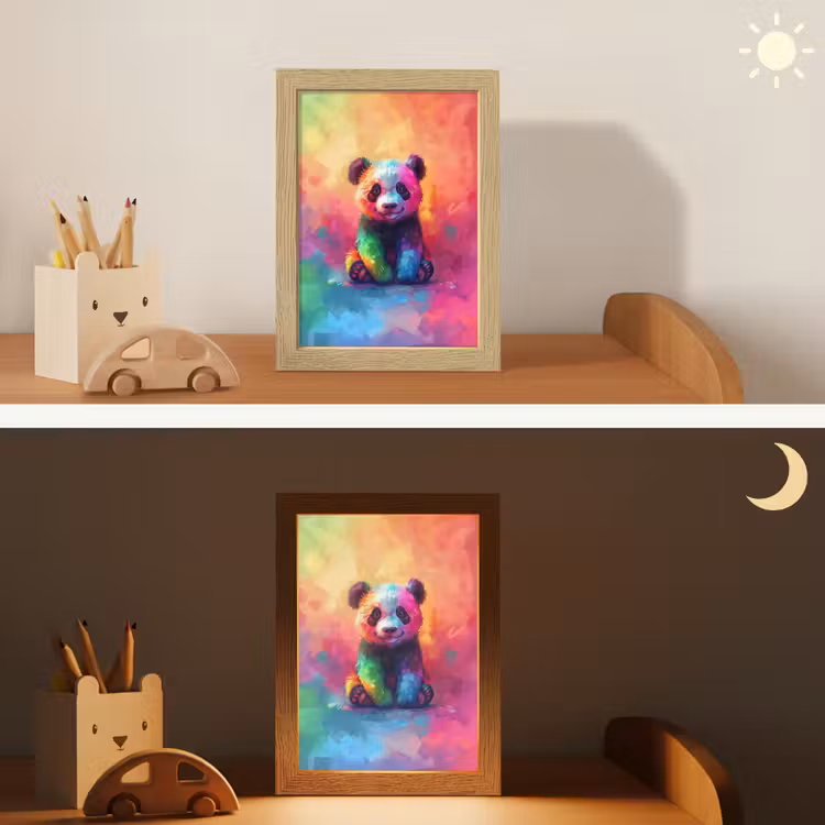 Panda - Dieren - Kleurrijk - Neon Light Box met kabel klein -sfeer3_kind