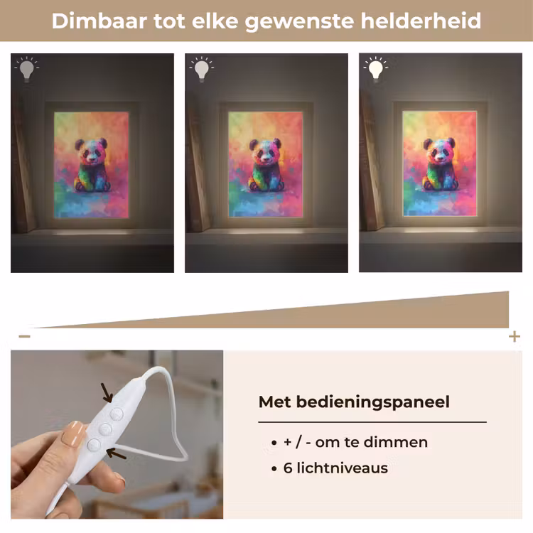 Panda - Dieren - Kleurrijk - Neon Light Box met kabel klein -USP_dimbaarNL