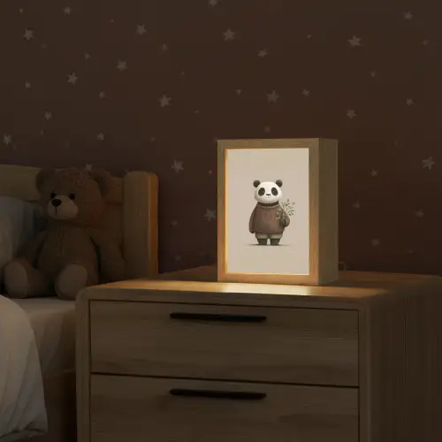 Panda - Blauwe bloemen - Zachtheid Light Box met kabel klein -sfeer1_kind