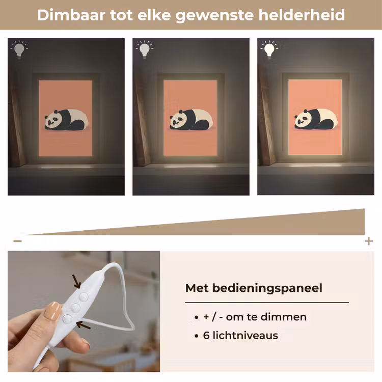 Panda - Slaap - Oranje Light Box met kabel klein -USP_dimbaarNL