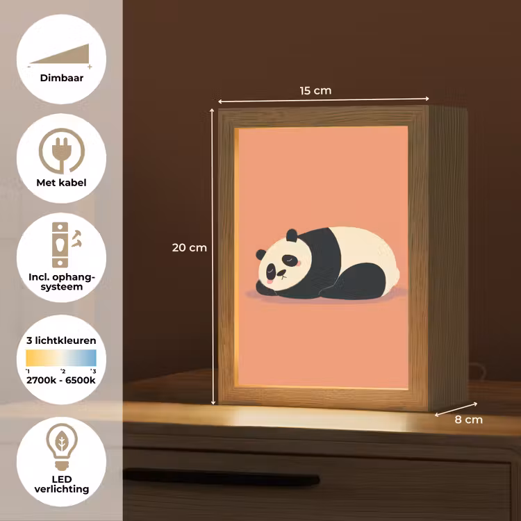 Panda - Slaap - Oranje Light Box met kabel klein -USP_NL