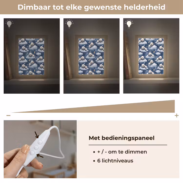 Panda's - Slapen - Blauw Light Box met kabel (Kinderlampje) klein 904 -USP_dimbaarNL