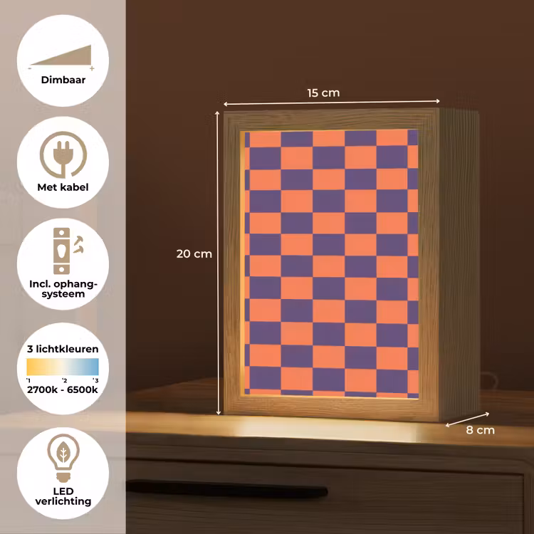 Patroon - Klassiek - Paars Light Box met kabel (Kinderlampje) klein 904 -USP_NL