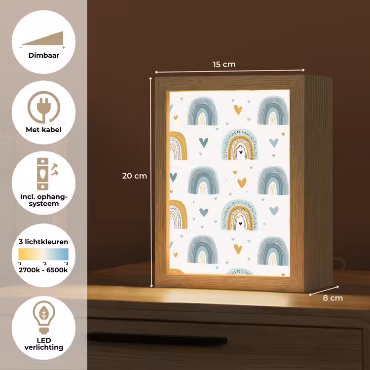 Patroon - Regenboog - Hartjes Light Box met kabel klein -USP_NL