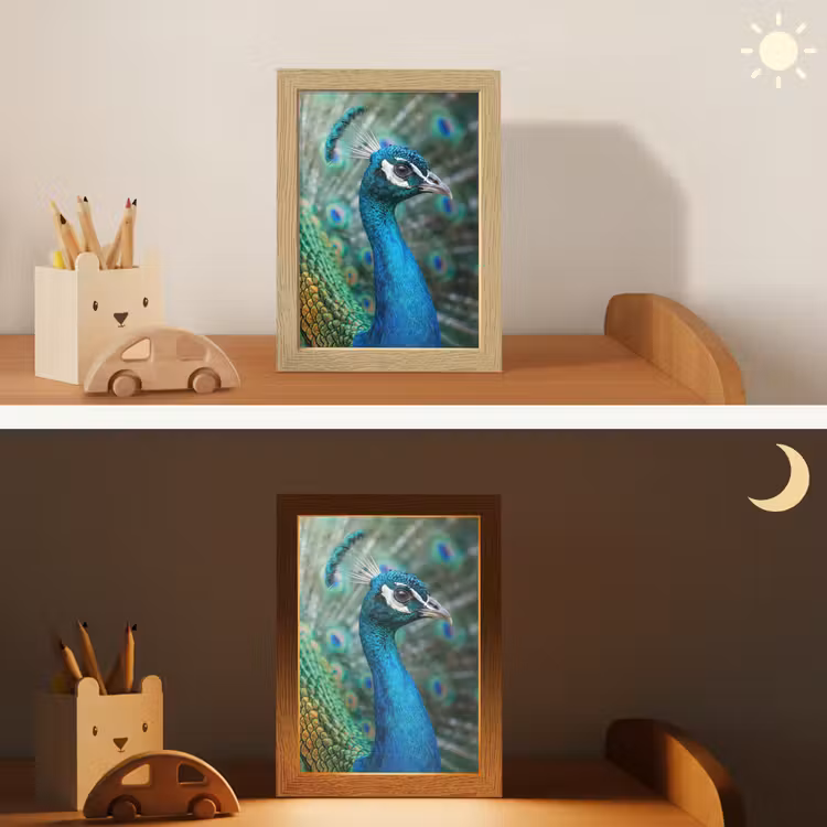 Pauw - Veren - Blauw Light Box met kabel (Kinderlampje) klein -sfeer3_kind