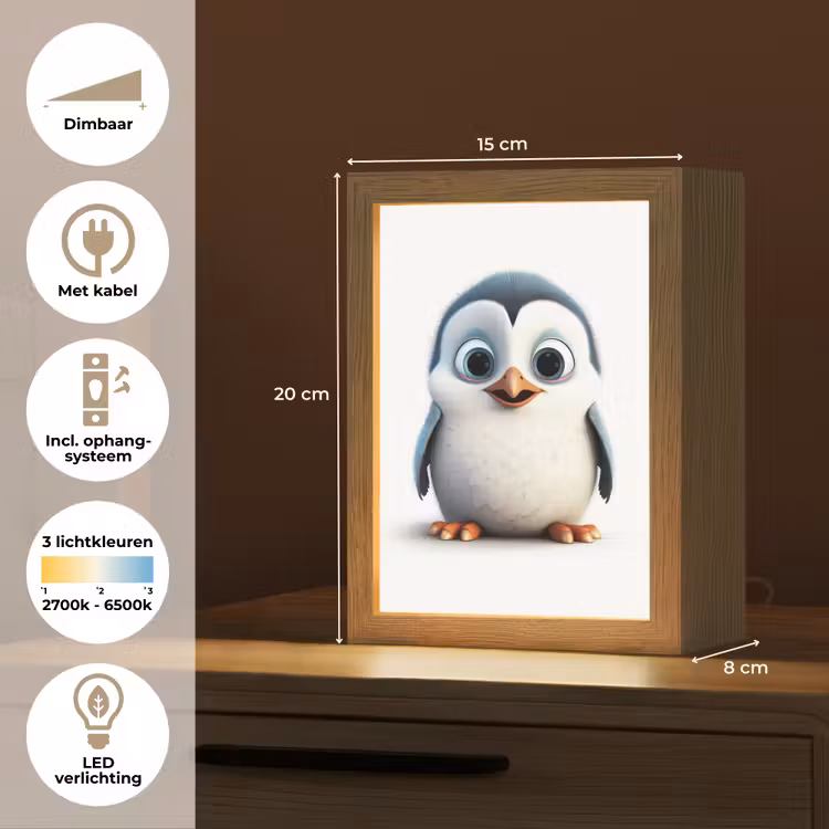 Pinguïn - Dieren - Meisjes - Kind - Jongens Light Box met kabel klein -USP_NL