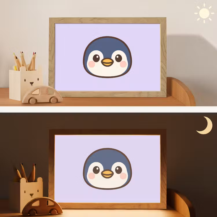 Pinguïn - Paars - Schattig Light Box met kabel klein -sfeer3_kind