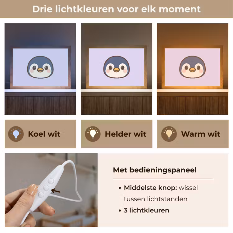 Pinguïn - Paars - Schattig Light Box met kabel klein -USP_lichtkleurNL