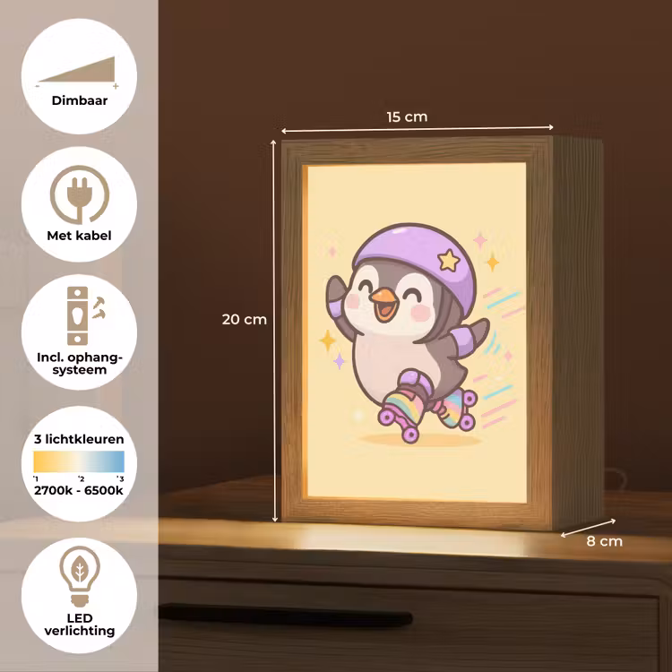 Pinguïn - Rolschaatsen - Geel - Energiek Light Box met kabel klein -USP_NL