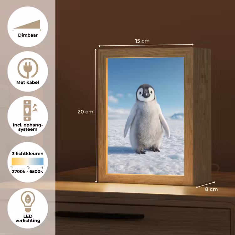 Pinguïn - Sneeuw - Landschap - Wit Light Box met kabel klein -USP_NL