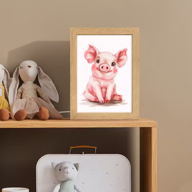 Varken - Roze - Baby dier - Boerderij dieren Light Box met kabel klein -sfeer2_kind