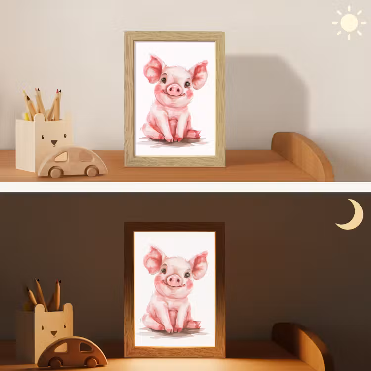 Varken - Roze - Baby dier - Boerderij dieren Light Box met kabel klein -sfeer3_kind