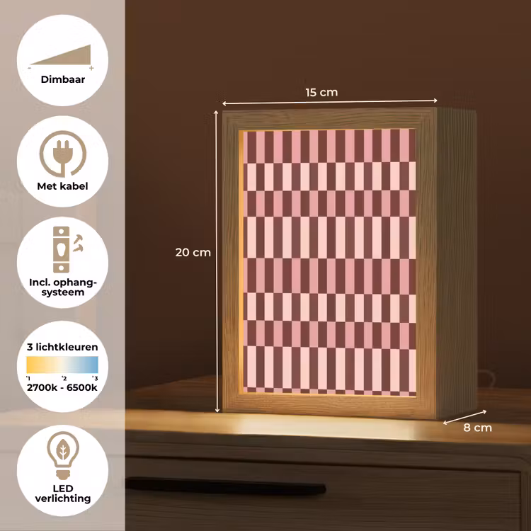 Roze - Rood - Blokjes Light Box met kabel (Kinderlampje) klein 904 -USP_NL