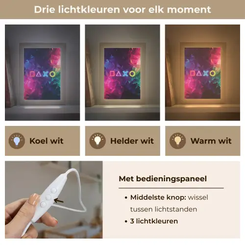 Playstation - Kleurrijk - Abstract - Neon Light Box met kabel klein -USP_lichtkleurNL