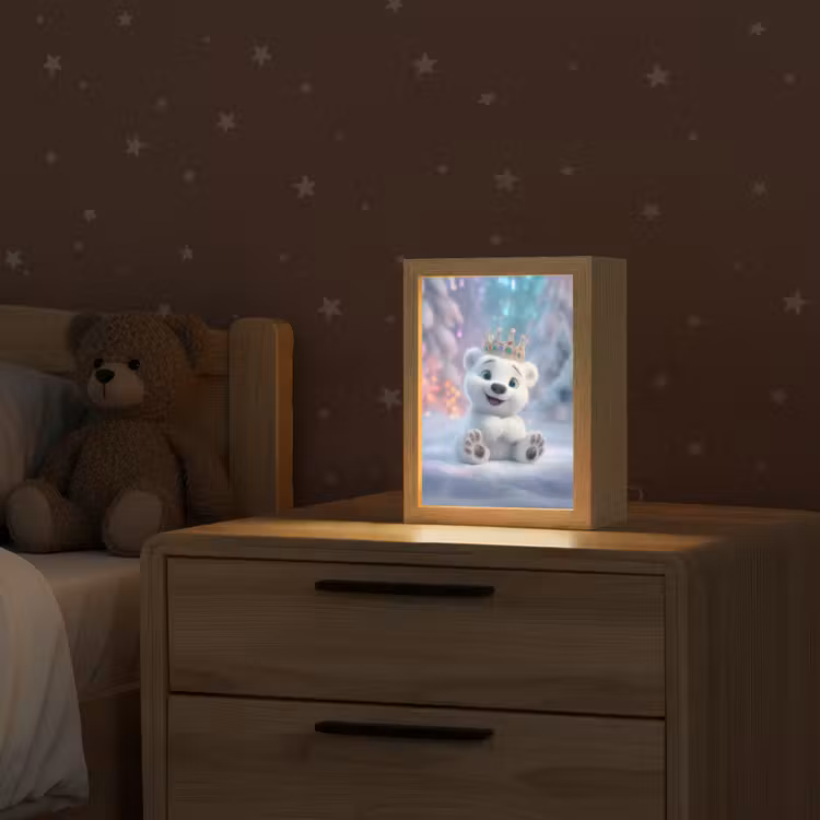 Ijsbeerwelp - Sneeuw - Lichtjes - Kroon Light Box met kabel klein -sfeer1_kind