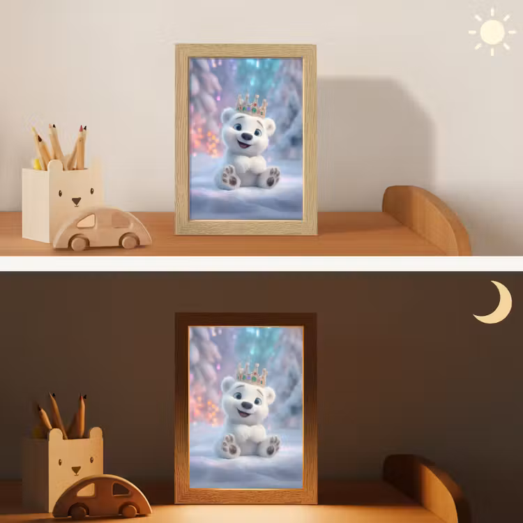 Ijsbeerwelp - Sneeuw - Lichtjes - Kroon Light Box met kabel klein -sfeer3_kind