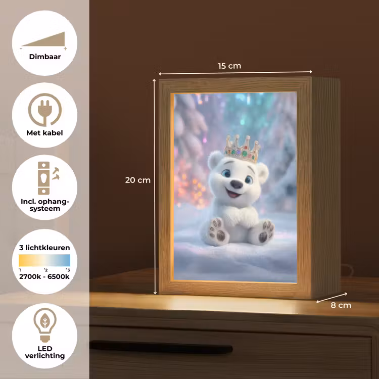Ijsbeerwelp - Sneeuw - Lichtjes - Kroon Light Box met kabel klein -USP_NL