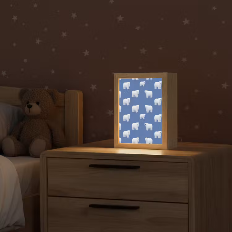 IJsbeer - Patroon - Blauw Light Box met kabel (Kinderlampje) klein 904 -sfeer1_kind