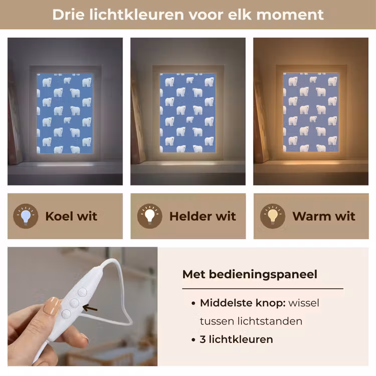 IJsbeer - Patroon - Blauw Light Box met kabel (Kinderlampje) klein 904 -USP_lichtkleurNL