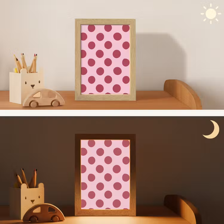 Stippen - Patroon - Bordeaux Light Box met kabel (Kinderlampje) klein 904 -sfeer3_kind