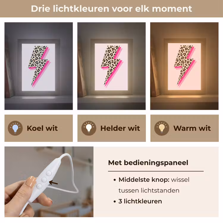 Stippen - Roze - Bliksem Light Box met kabel (Kinderlampje) klein -USP_lichtkleurNL