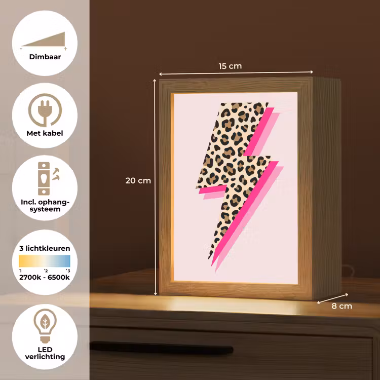 Stippen - Roze - Bliksem Light Box met kabel (Kinderlampje) klein -USP_NL