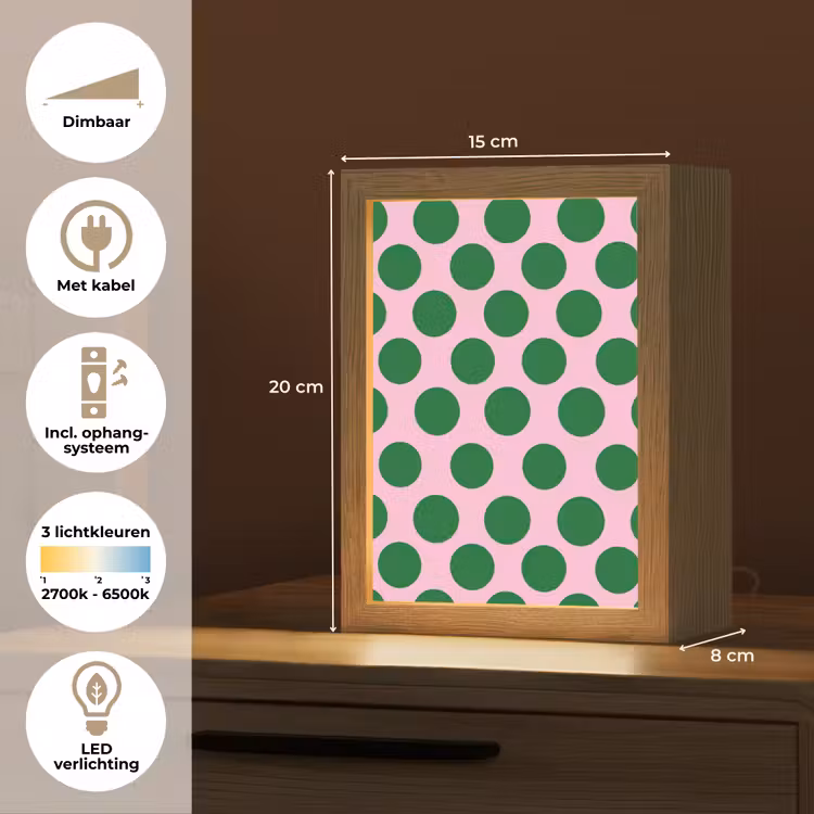 Polkadots - Patroon - Groen Light Box met kabel (Kinderlampje) klein 904 -USP_NL