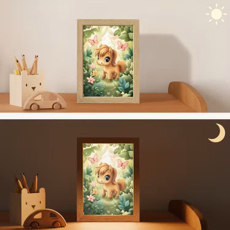 Pony - Bruin - Cartoon - Vlinders Light Box met kabel klein -sfeer3_kind