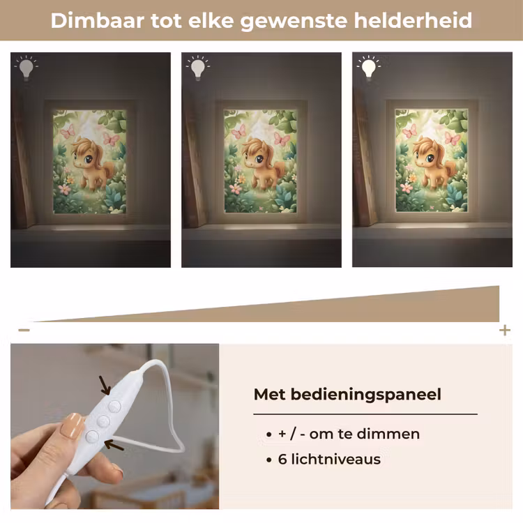 Pony - Bruin - Cartoon - Vlinders Light Box met kabel klein -USP_dimbaarNL
