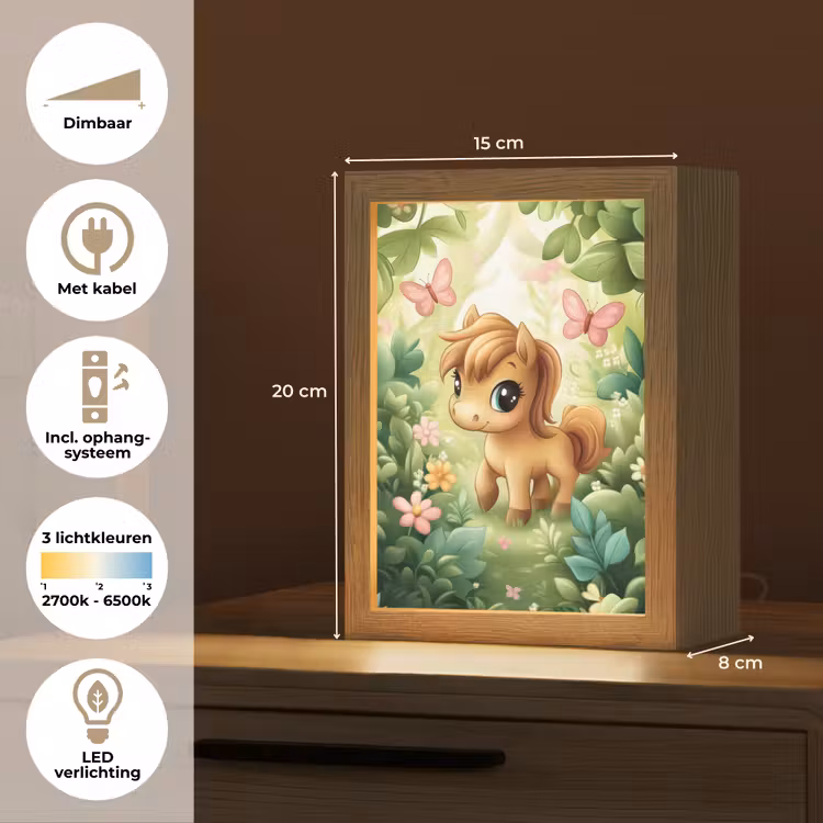 Pony - Bruin - Cartoon - Vlinders Light Box met kabel klein -USP_NL