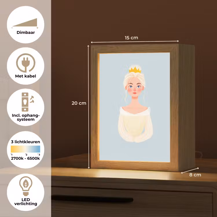 Prinses - Kroon - Blauw Light Box met kabel klein -USP_NL
